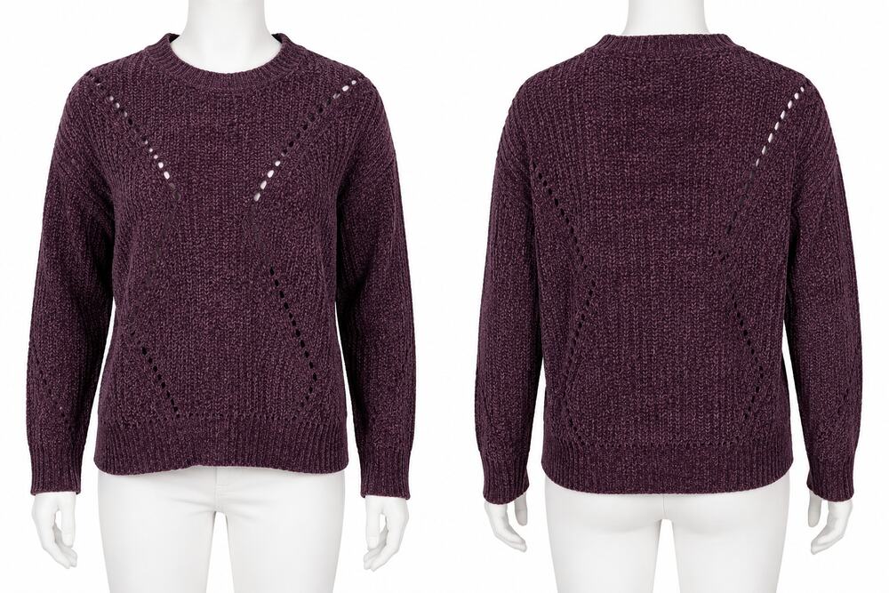 Altard State Womens Size S Chenille Sweater Plum Purple Crew Neck Knit Pullover